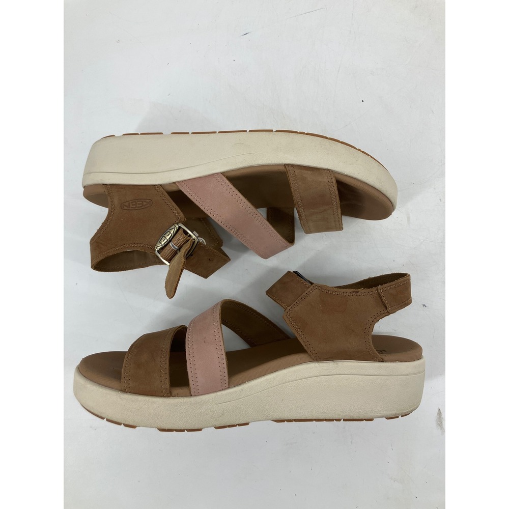 Keen Elle Backstrap Sandals Womens 8.5 Brown Pink Excellent Platform Wedge - Picture 5 of 9